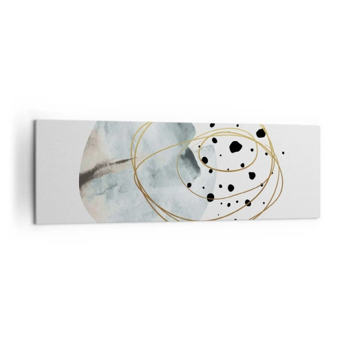 Quadro su tela - Stampe su Tela - Astrazione minimalista con motivo geometrico e linee dorate - 160x50cm - Nell'abbraccio dello spazio - Decorazione murale moderna per soggiorno e camera da letto ARTTOR