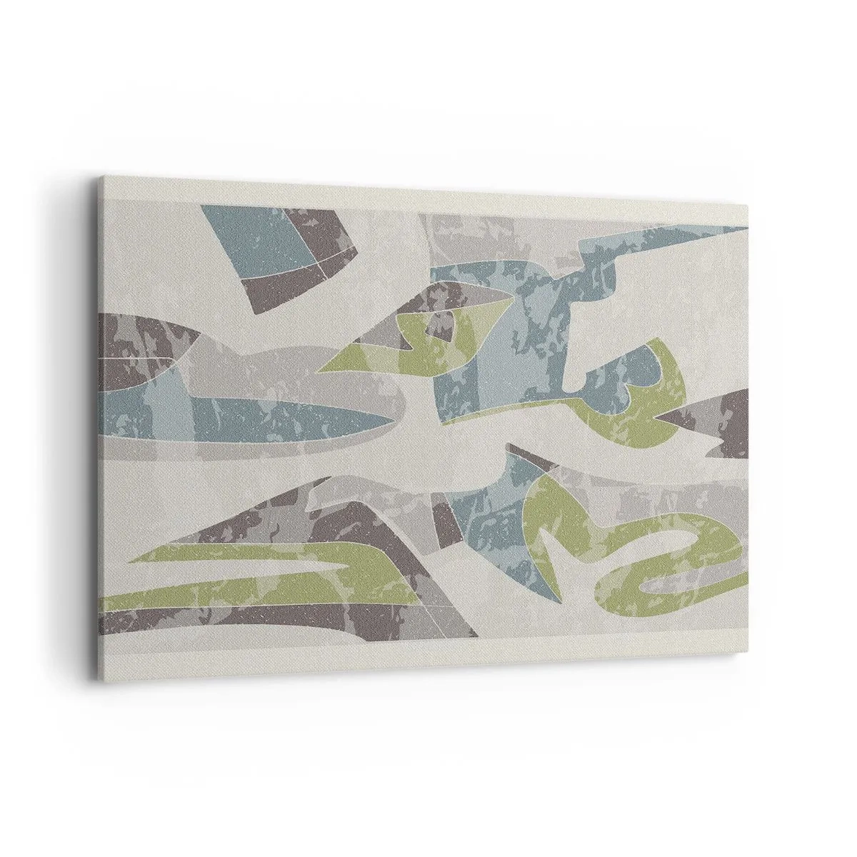 Quadro su tela - Stampe su Tela - Forme astratte in verde e blu su uno sfondo chiaro - 100x70cm - Composizione oltre il vetro - Decorazione murale moderna per soggiorno e camera da letto ARTTOR