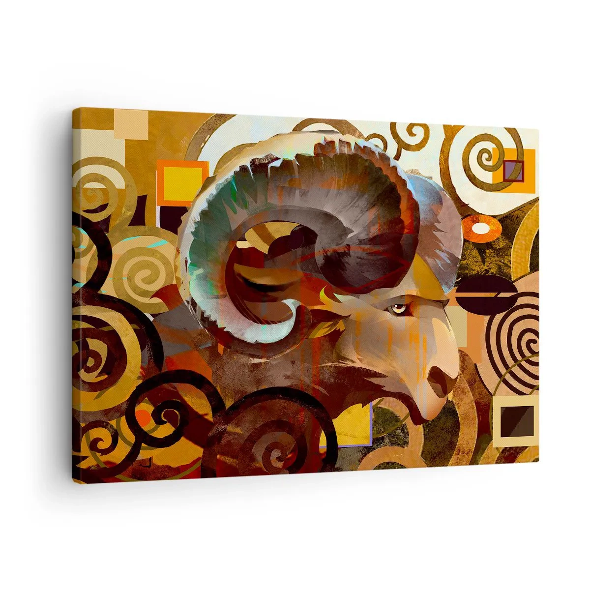 Quadro su tela - Stampe su Tela - Un ariete simbolico in una composizione astratta - 70x50cm - Magie - religioni - riti - Decorazione murale moderna per soggiorno e camera da letto ARTTOR