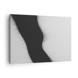 Quadro su tela - Stampe su Tela - Motivo astratto in bianco e nero con delicati punti su tela - 70x50cm - Equilibrio fluido - Decorazione murale moderna per soggiorno e camera da letto ARTTOR
