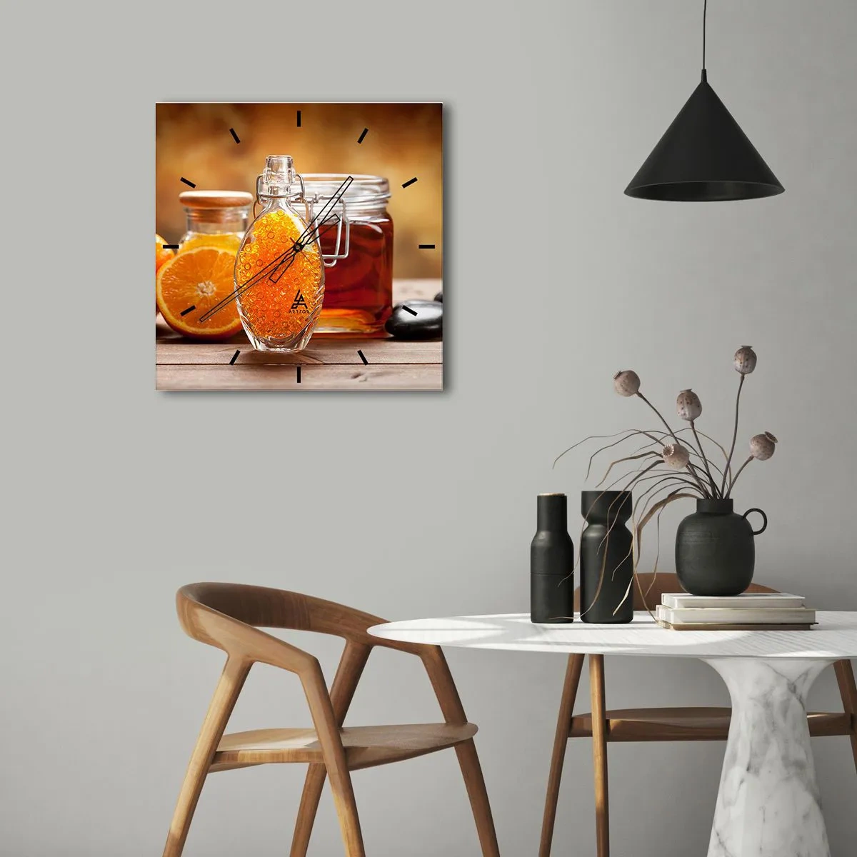 Orologio da parete - Orologio in Vetro - Il gusto e l'aroma del sole - 40x40 cm