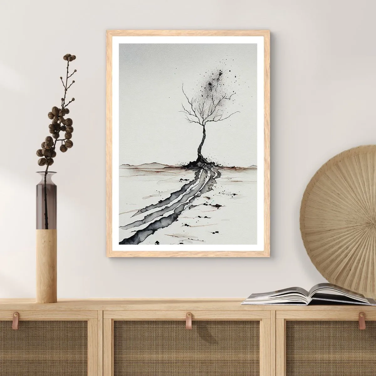 Poster in cornice rovere chiaro - Malinconia invernale - 61x91 cm