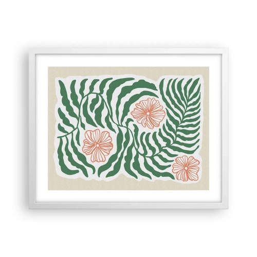 Poster in cornice bianca - Fioritura nel verde - 50x40 cm
