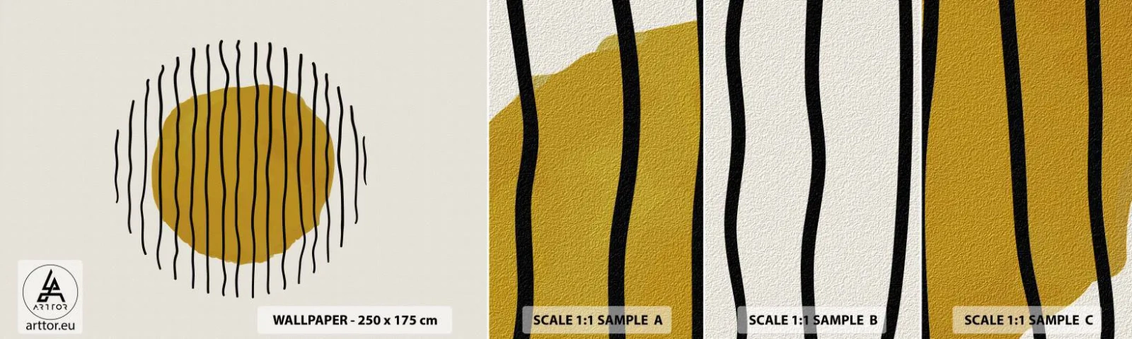 Campione di Fotomurale Adesivo Deluxe Sticker - Astrazione fremente di calore - Astrazione, Pezzo, Minimalismo - 100x30 cm