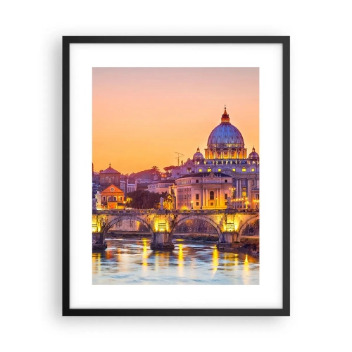 Poster in cornice nera - Tramonto sulla Città Eterna - 40x50 cm