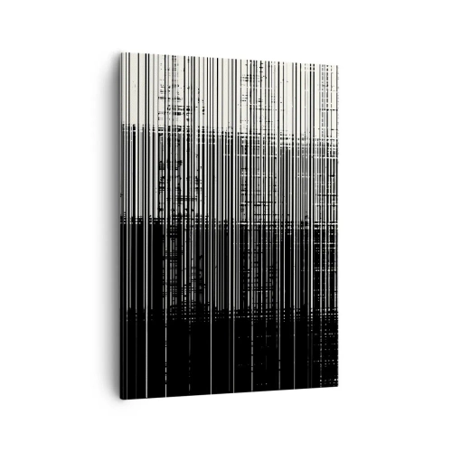 Quadro su tela - Stampe su Tela - Composizione astratta di linee in bianco e nero contrastanti - 50x70cm - Onde e vibrazioni - Decorazione murale moderna per soggiorno e camera da letto ARTTOR