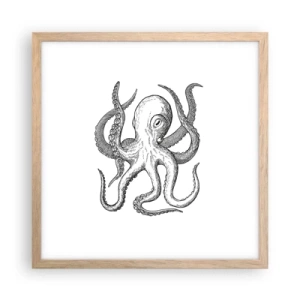 Poster in cornice rovere chiaro - Ballando con le onde - 40x40 cm