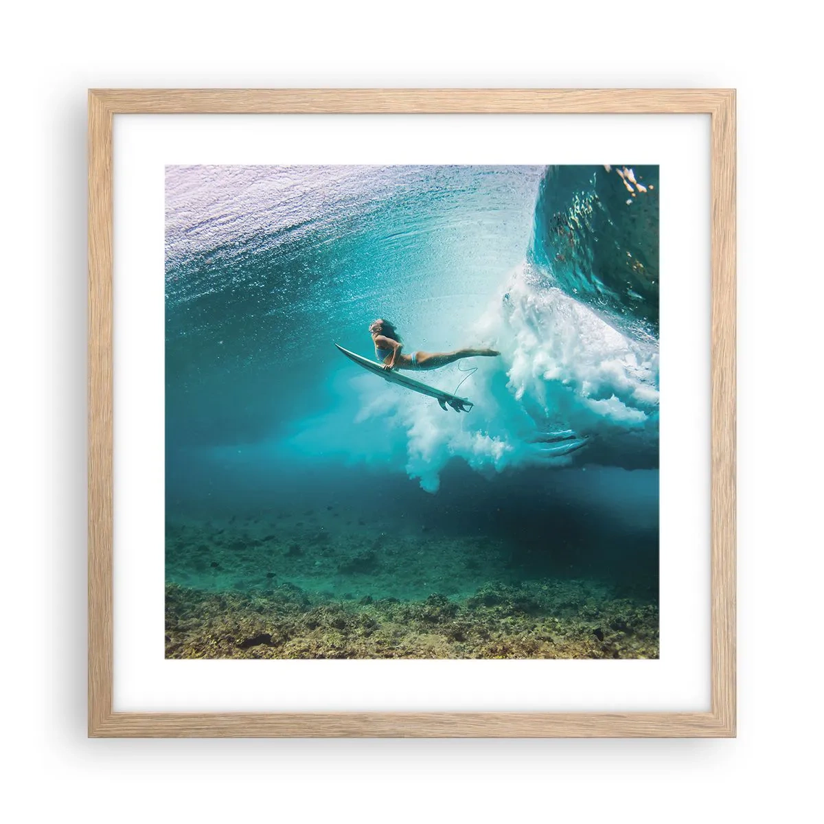 Poster in cornice rovere chiaro - Mondo subacqueo - 40x40 cm