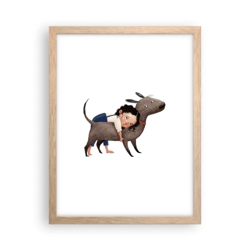 Poster in cornice rovere chiaro - I migliori amici - 30x40 cm