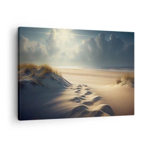 Quadro su tela - Stampe su Tela - Dune dorate sulla spiaggia al tramonto con vista sul mare - 70x50cm - Paesaggio rilassante - Decorazione murale moderna per soggiorno e camera da letto ARTTOR