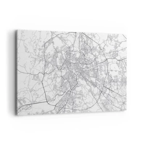 Quadro su tela - Stampe su Tela - Una mappa della città in stile minimalista con linee delicate - 120x80cm - L'anello romano - Decorazione murale moderna per soggiorno e camera da letto ARTTOR
