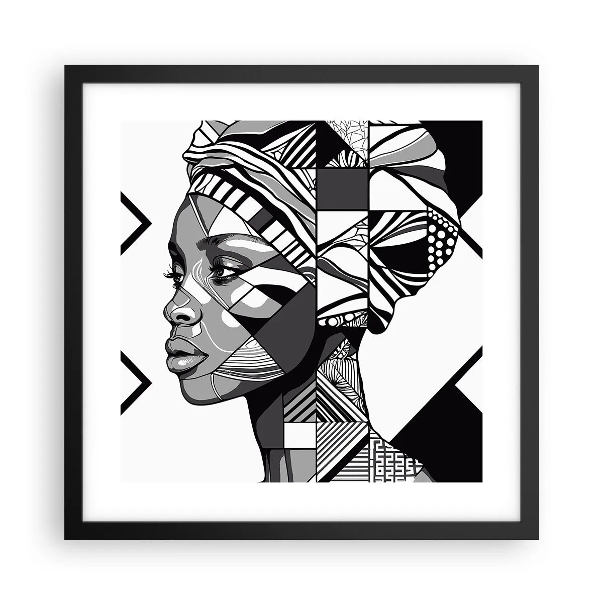 Poster in cornice nera - Ritratto etnico - 40x40 cm