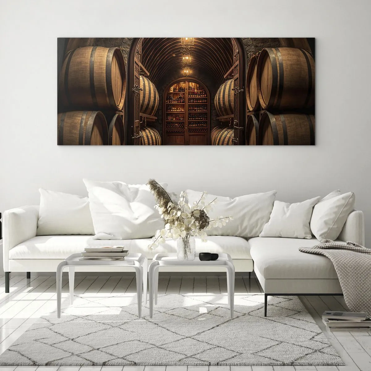 Quadro su vetro - L'atmosfera della cantina - 100x40 cm