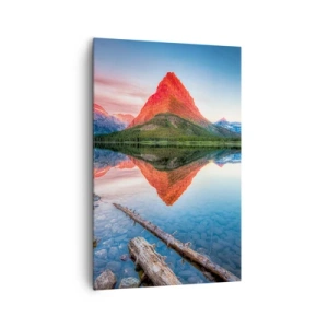 Quadro su tela - Stampe su Tela - Una montagna riflessa in un lago al tramonto - 80x120cm - Caldo e freddo - Decorazione murale moderna per soggiorno e camera da letto ARTTOR