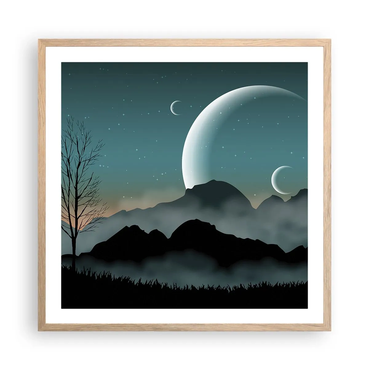 Poster in cornice rovere chiaro - Il carnevale di una notte stellata - 60x60 cm