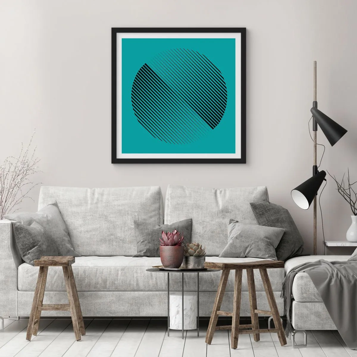 Poster in cornice nera - Cerchio: variazione geometrica - 40x40 cm