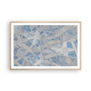 Poster in cornice rovere chiaro - Nel labirinto grigioblu - 91x61 cm