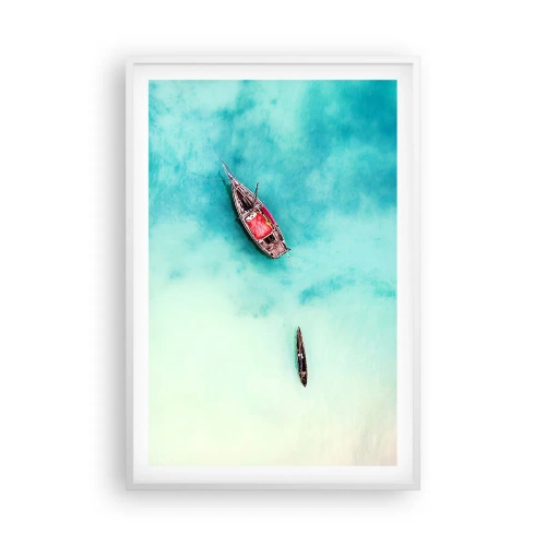 Poster in cornice bianca - Nelle spiagge di Zanzibar, quando c'è troppa acqua... - 61x91 cm