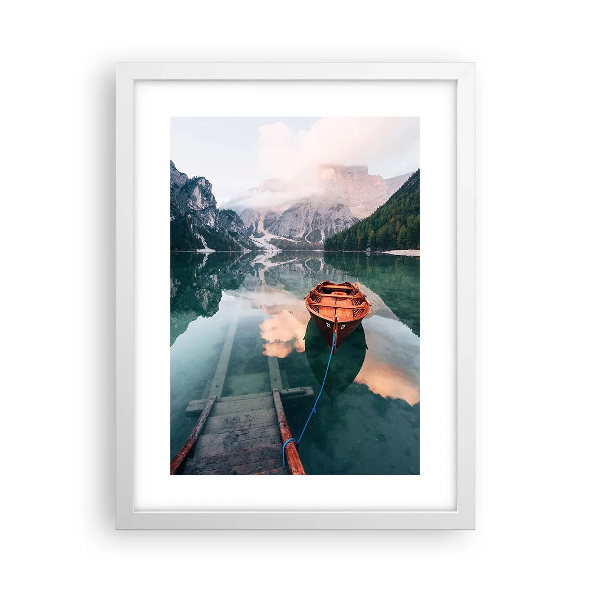 Poster in cornice bianca - Il sogno tranquillo dei monti - 30x40 cm