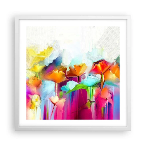 Poster in cornice bianca - L'arcobaleno è fiorito - 50x50 cm
