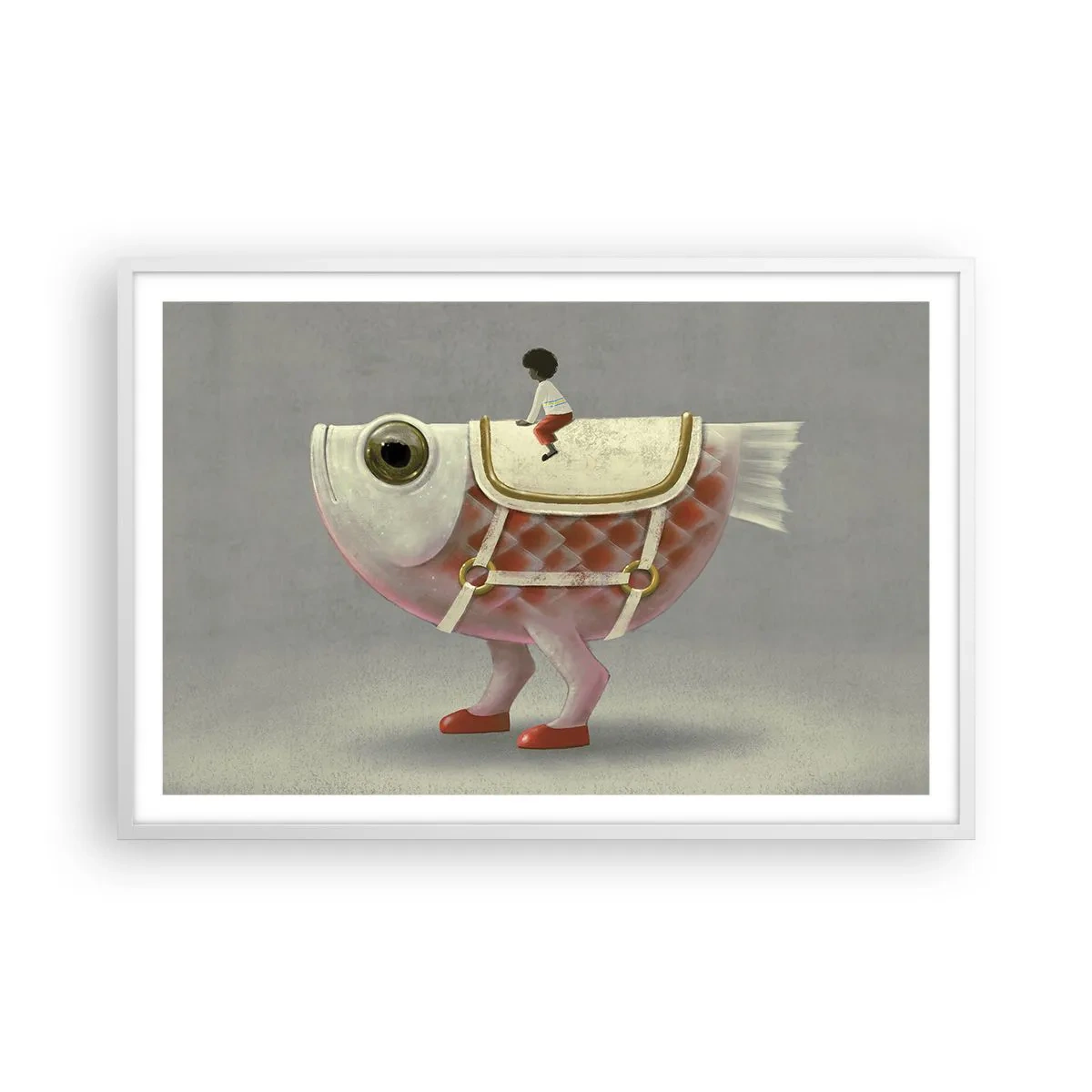 Poster in cornice bianca - Il cavaliere del pesce - 91x61 cm