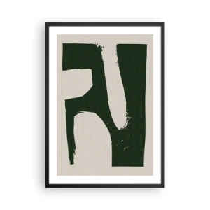 Poster in cornice nera - Astrazione minimalista in verde e beige - 50x70cm - Golfi di bianco - Decorazione murale moderna per soggiorno e camera da letto ARTTOR