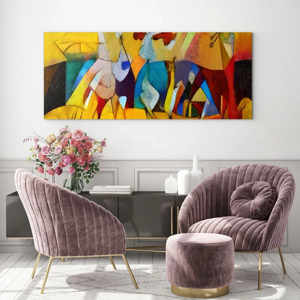 Quadro su vetro - Sole - vita - gioia - 100x40 cm