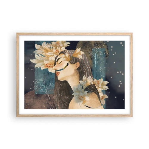 Poster in cornice rovere chiaro - La favola della principessa con i gigli - 70x50 cm