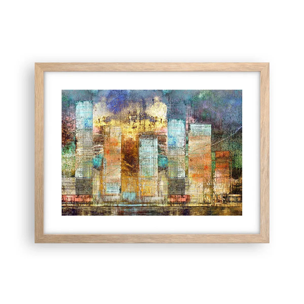 Poster in cornice rovere chiaro - Metropoli nel sole - 40x30 cm