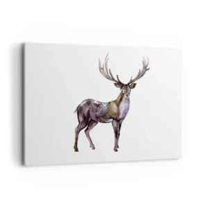 Quadro su tela - Stampe su Tela - Illustrazione ad acquerello di un cervo con maestose corna - 100x70cm - Il re della foresta del nord - Decorazione murale moderna per soggiorno e camera da letto ARTTOR