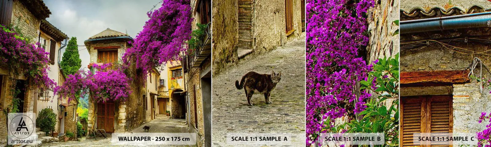 Campione di Fotomurale Premium Canvas - Sotto un baldacchino di fiori - Paesaggio, Architettura, Città - 100x30 cm