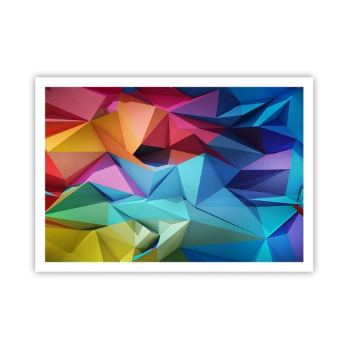 Poster - Astrazione geometrica colorata in colori vivaci - 100x70cm - Origami arcobaleno - Decorazione murale moderna per soggiorno e camera da letto ARTTOR