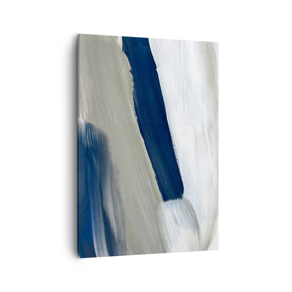 Quadro su tela - Stampe su Tela - Pennellate astratte in tonalità di blu e grigio - 50x70cm - Incontro con il bianco - Decorazione murale moderna per soggiorno e camera da letto ARTTOR
