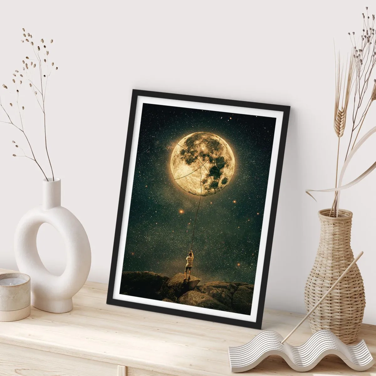 Poster in cornice nera - Chi ha rubato la luna - 70x100 cm
