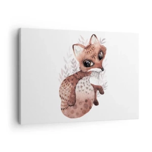 Quadro su tela - Stampe su Tela - Una simpatica volpe acquerellata su uno sfondo chiaro - 70x50cm - Semplicemente da amare - Decorazione murale moderna per soggiorno e camera da letto ARTTOR
