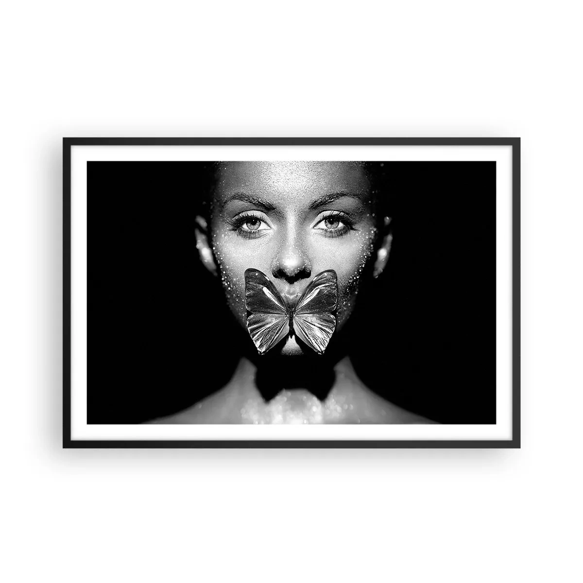 Poster in cornice nera - Il bacio delle farfalle - 91x61 cm