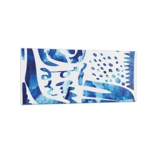 Quadro su vetro - Motivo astratto nei toni del blu - 120x50cm - Ritorno alle radici - Decorazione murale moderna per soggiorno e camera da letto ARTTOR