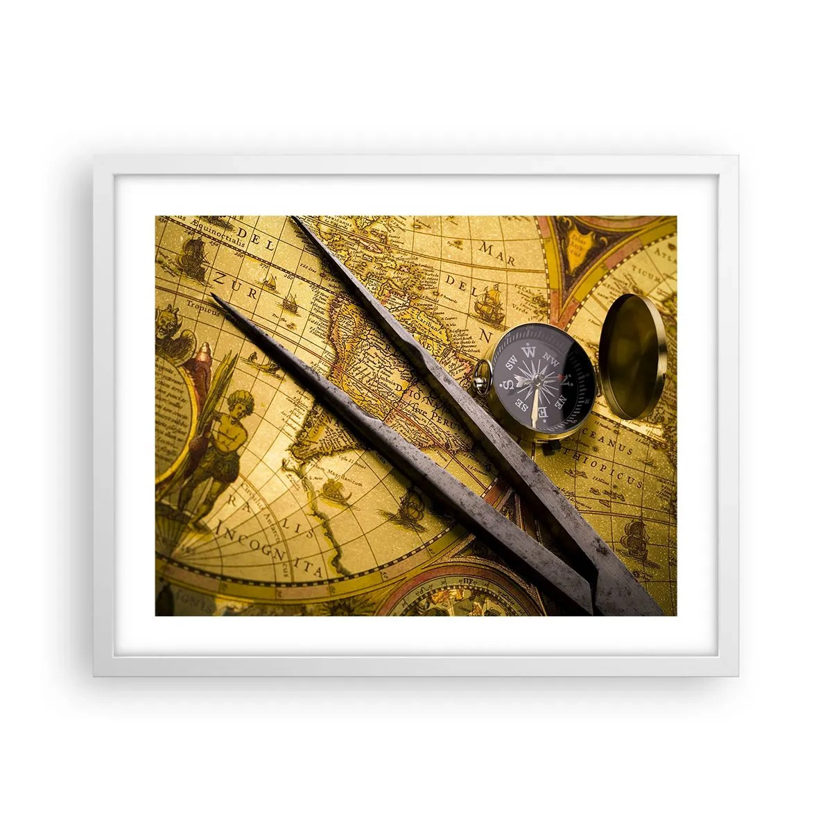 Poster in cornice bianca - Dove sono questi tesori? - 50x40 cm