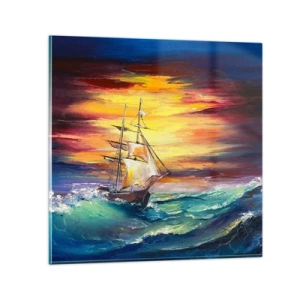 Quadro su vetro - Temerari sulle onde - 60x60 cm