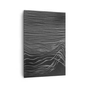 Quadro su tela - Stampe su Tela - Linee bianche su sfondo grigio scuro in una disposizione astratta - 70x100cm - Ritmo e accento - Decorazione murale moderna per soggiorno e camera da letto ARTTOR