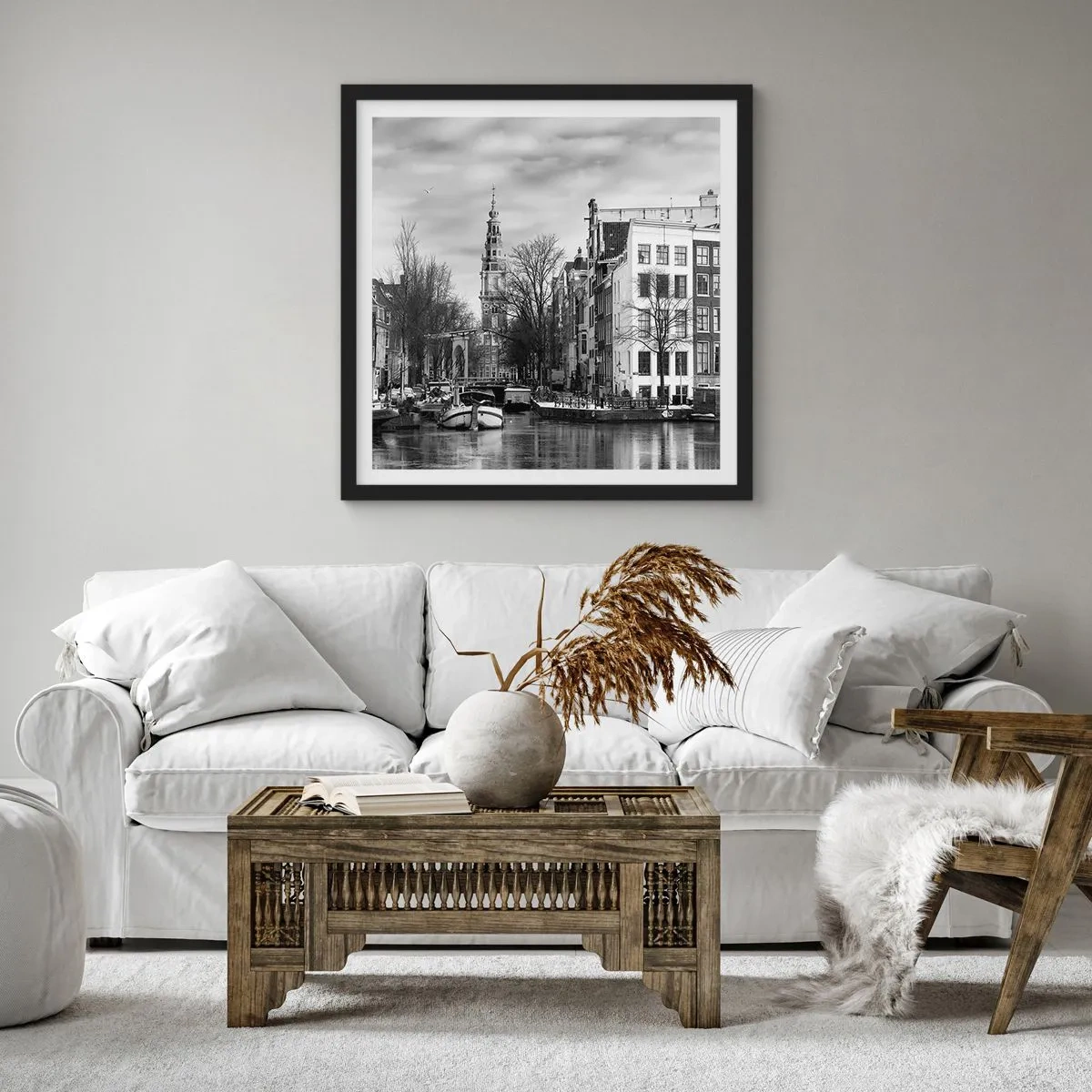Poster in cornice nera - Atmosfera di Amsterdam - 40x40 cm