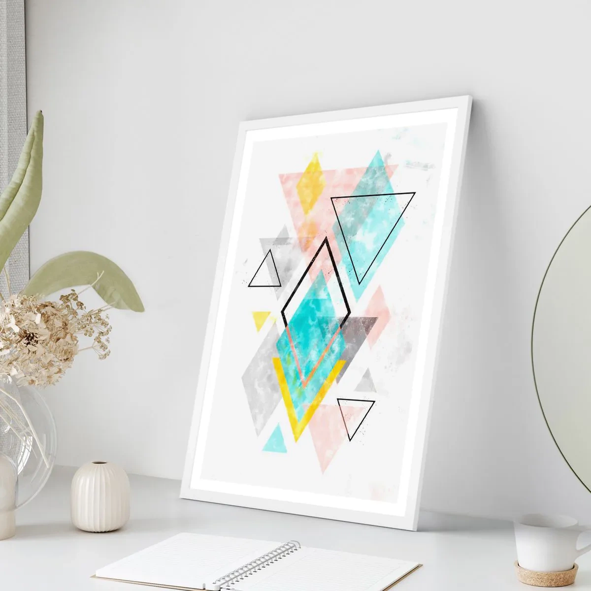 Poster in cornice bianca - Gioco geometrico - 61x91 cm