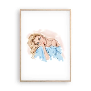 Poster in cornice rovere chiaro - Sognante nel blu - 70x100 cm