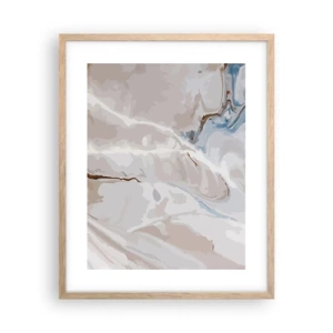 Poster in cornice rovere chiaro - Meandri blu sotto il bianco - 40x50 cm