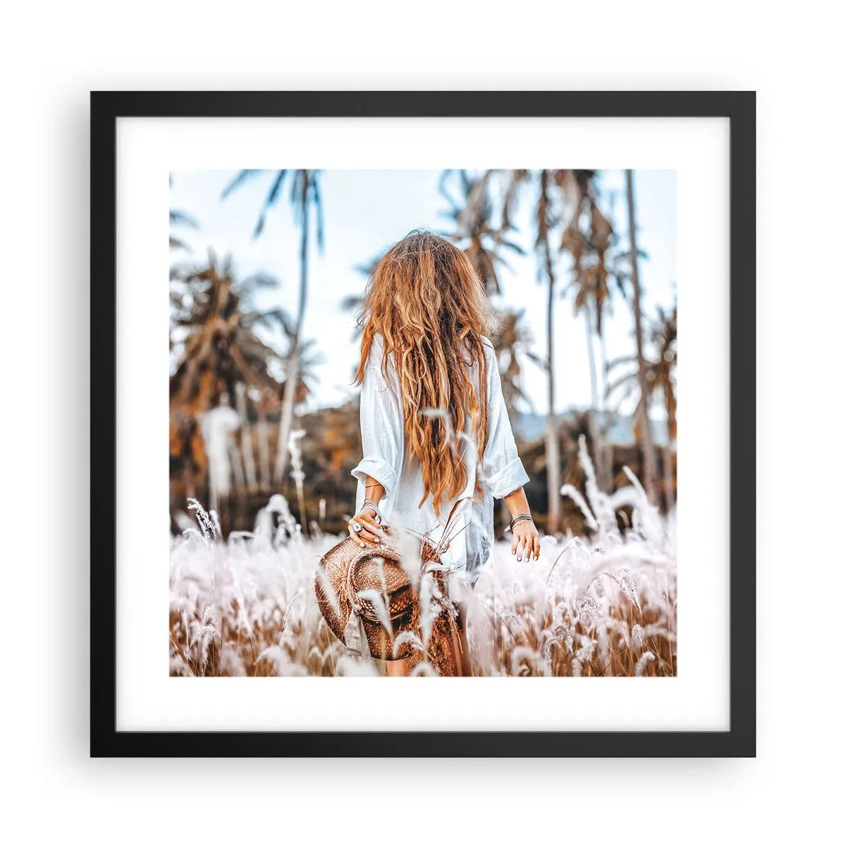 Poster in cornice nera - Nata dalla lanugine dell'erba - 40x40 cm