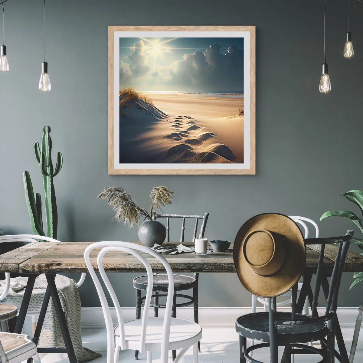 Poster in cornice rovere chiaro - Paesaggio rilassante - 60x60 cm