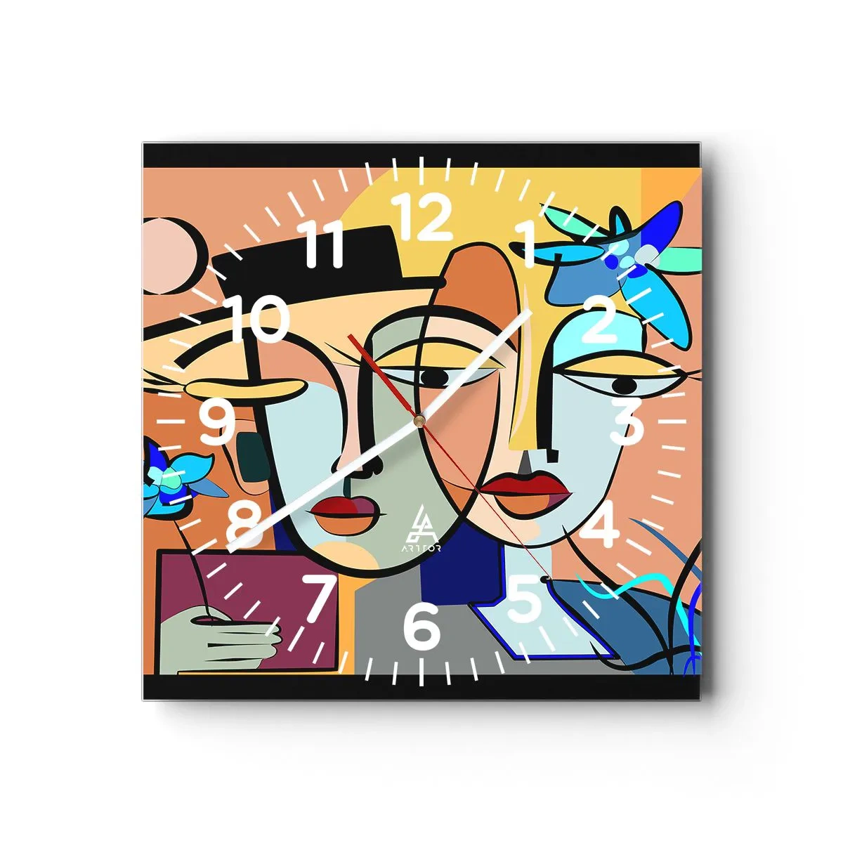 Orologio da parete - Orologio in Vetro - Appuntamento in stile Picasso - 30x30 cm