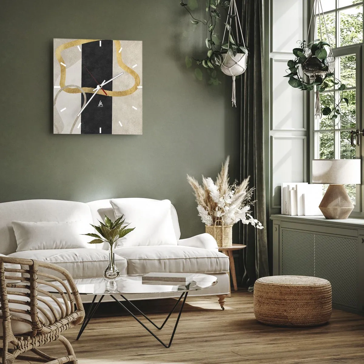 Orologio da parete - Orologio in Vetro - Forme intrecciate - 30x30 cm