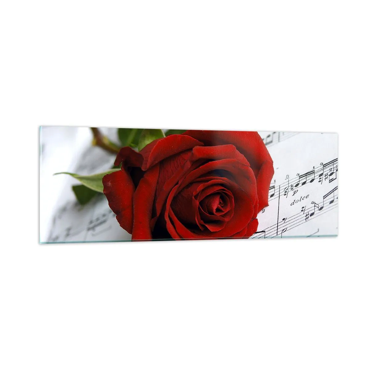 Quadro su vetro - La musica dei sentimenti in scarlatto - 90x30 cm