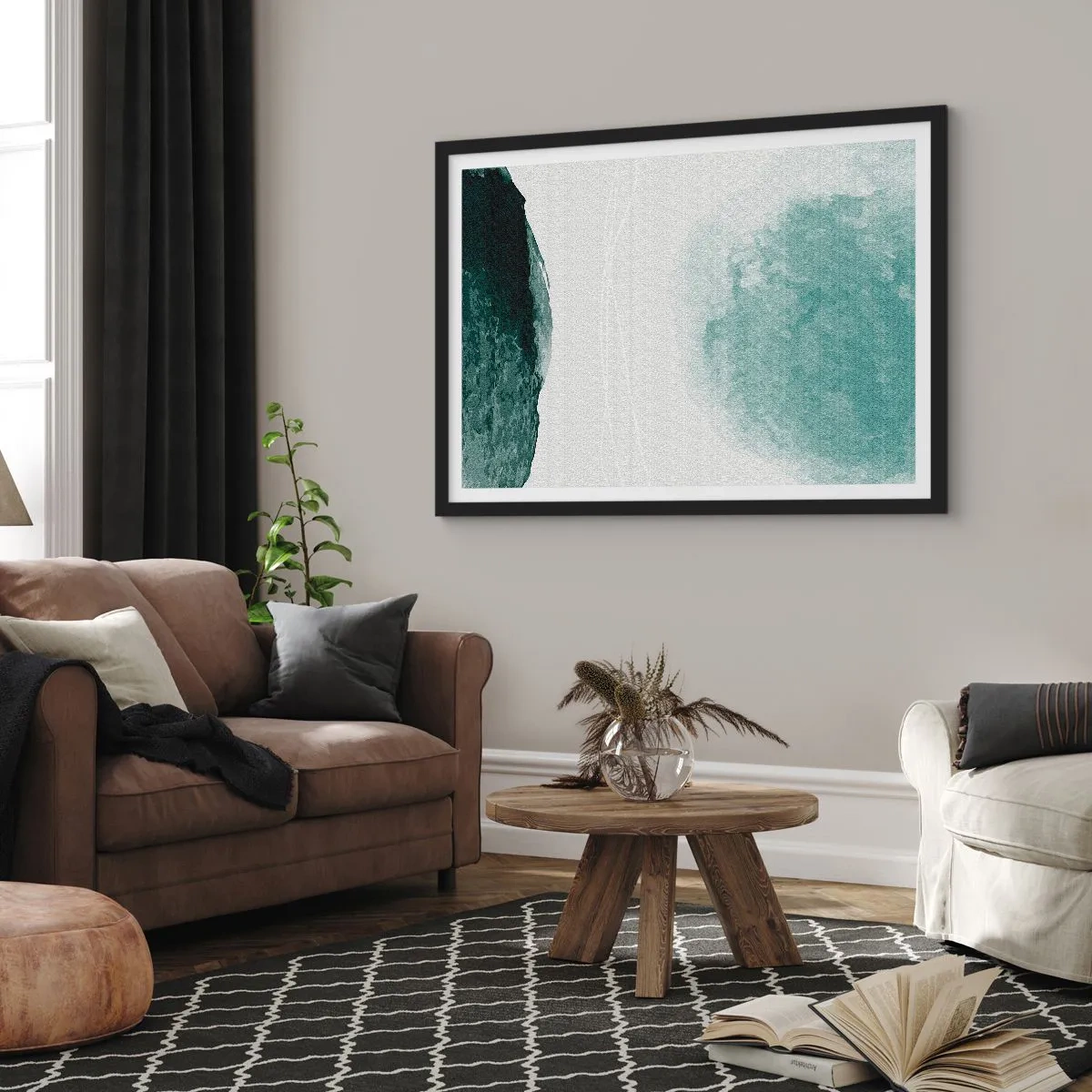 Poster in cornice nera - Incontro con la nebbia - 50x40 cm